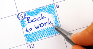 Back to work note on calendar